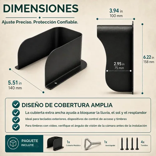 Vista 2 de [Usado] Cubierta para timbre de puerta Ring impermeable, protector grande de timbre de metal, cubierta de control de acceso a prueba de lluvia