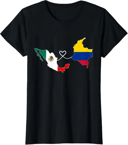 Vista 43 de Camiseta Half Colombian Half Mexican Flag Map DNA Mexico Colombia