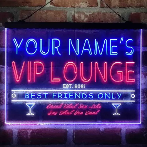 Vista 10 de Letrero de luz de neón LED tricolor personalizado VIP Lounge Bar Personalizar Nombre Fecha Texto Cita Fuente Verde y Rojo y Amarillo 13 x 8.7