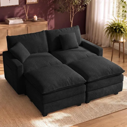 Vista 39 de Cloud Couch Sectional, L Shaped Modular Sofa with Movable Ottoman Negro