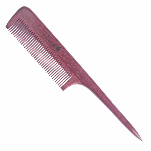Vista 10 de Breezelike Peines para el cabello – Peine de cola de madera de dientes finos – Peine de madera de corazón morado sin estática con dientes de cuerno