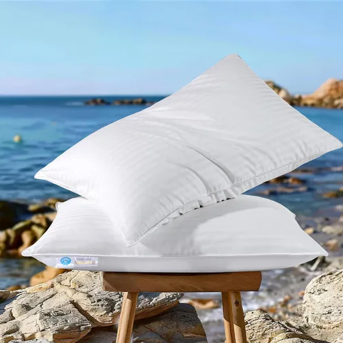 Vista 10 de Canadian Luxury Almohada de plumón de ganso tamaño estándar, poder de relleno 750, 100% algodón con funda de teflón - Almohadas de sueño de ultra
