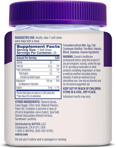 Vista 10 de Natrol Suplementos de Glicinato de Magnesio 100mg, Gomitas Blandas de Sabor a Cereza y Limón para un Sueño Saludable y el Cuerpo, Glicinato