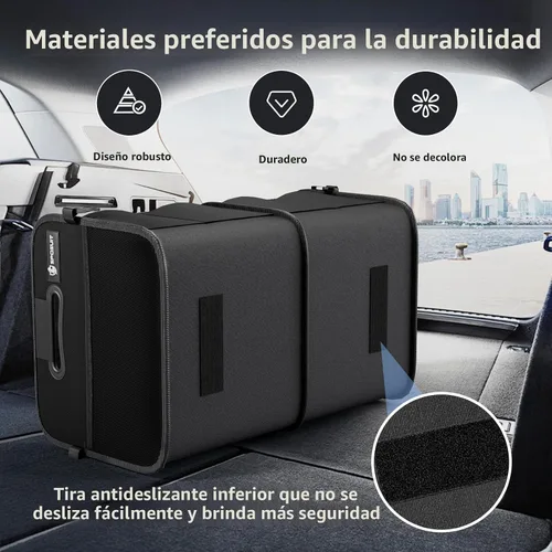 Vista 3 de Sposuit Organizador de maletero para automóvil, almacenamiento plegable de 70 litros con 11 bolsillos y asas reforzadas, organizadores de maletero