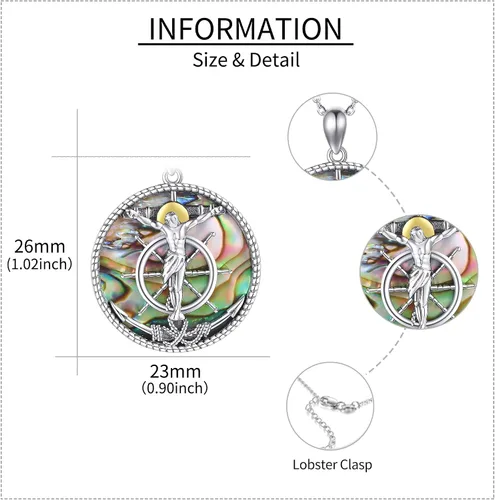 Vista 6 de ONEFINITY St MichaelNefertitiAnubisAnkhMaryMedusaJesusLolita Skull Necklace 925 Sterling Silver Angel Pendant New Years Necklace Jewelry Gifts for