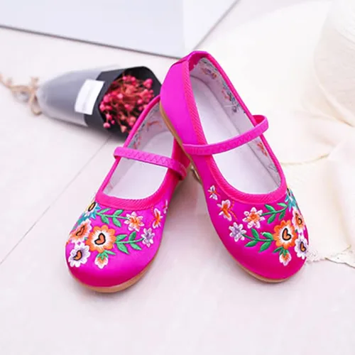 Vista 7 de Zapatos de disfraz de Encanto para niñas, Mirabel Isabela Madrigal, bordado floral, Mary Jane, zapatos planos, zapatos de vestir de princesa