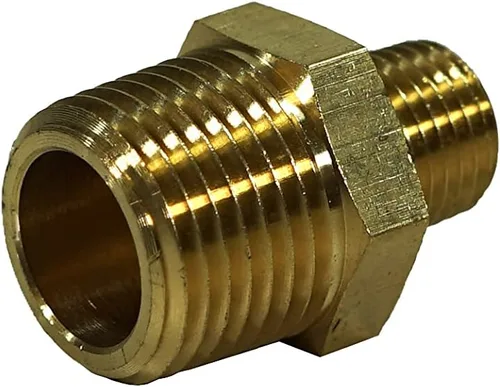 Vista 2 de Boquilla hexagonal reductora de latón 1/2 "x 1/4" macho NPT MNPT combustible/aire/agua/aceite/gas WOG (cantidad 01)