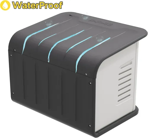Vista 9 de Casa para perros de plástico de doble pared para interiores y exteriores, casa aislada de doble refuerzo impermeable para perros pequeños, cobertizo