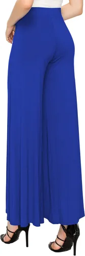 Vista 125 de Made By Johnny Pantalones palazzo elásticos de pierna ancha para mujer, lisos, casuales, cómodos