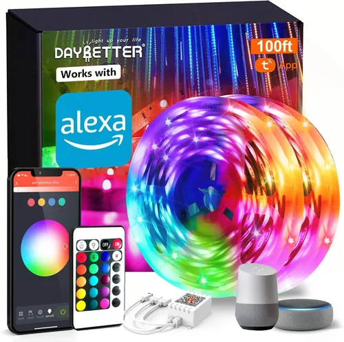 Vista 10 de DAYBETTER - Luces LED inteligentes con WiFi, controladas por la aplicación Tuya, funcionan con Alexa y Google Assistant, programación