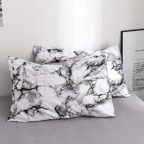 Vista 8 de Juego de 3 piezas de ropa de cama de mármol, funda de edredón de poliéster, juego de funda de edredón para el hogar, dormitorio, hotel, tamaño doble