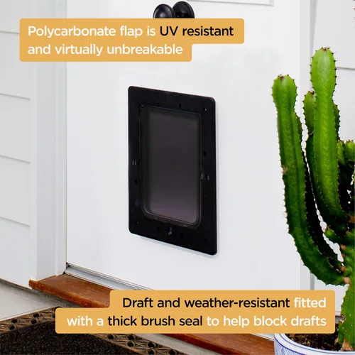 Vista 4 de Hakuna Pets Puerta súper resistente para mascotas, gatos y perros con panel de bloqueo de 2 vías para pantallas, puertas, paredes y vidrio de hasta