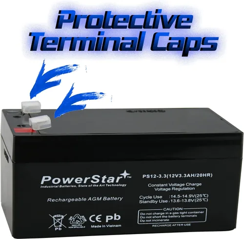 Vista 2 de PowerStar Batería de 12V 3.3Ah compatible con UB1234 BP3-12 ES3-12 PW1203-2 Pack de 2