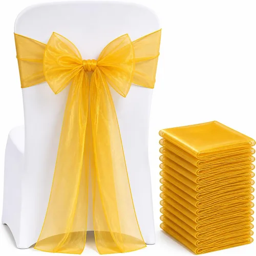 Vista 18 de Juego de 10 lazos para sillas con lazos para atar en la parte trasera, artículos decorativos para bodas, recepciones, eventos, banquetes, sillas