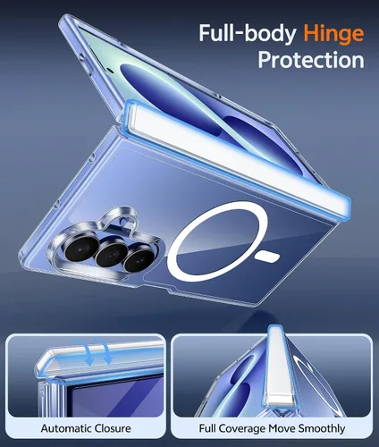 Vista 3 de FNTCASE Funda magnética para Samsung Galaxy Z Fold 7 con protección de bisagra Protector de pantalla, anti amarillento, cubierta de célula