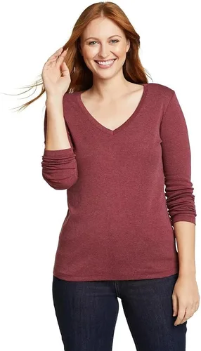 Vista 12 de Eddie Bauer Camiseta de manga larga con cuello en V para mujer Med Htr Gray