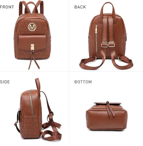Vista 5 de MKP - Mochila pequeña para mujer, bolso de hombro con borla y dije, Café (Light Coffee), Mochilas Daypack