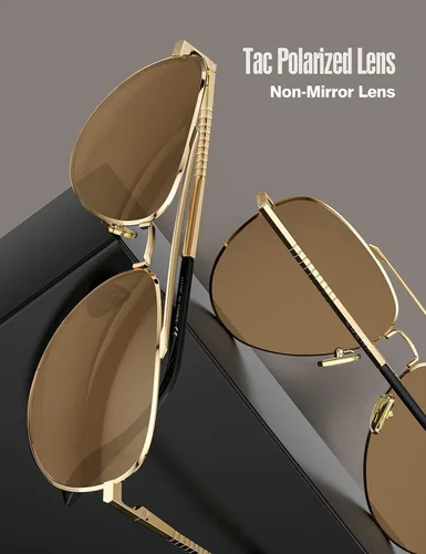 Vista 43 de LUENX, Aviator - Gafas de sol polarizadas, para hombres y mujeres, protección UV 400, con funda 60MM