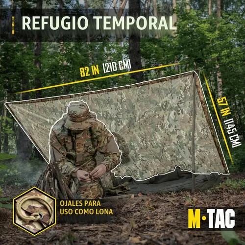 Vista 3 de M-Tac Poncho de Lluvia Táctico - Poncho Militar del Ejército Refugio - Ponchos de Lluvia Impermeables Ripstop para Acampada, Senderismo, Caza al