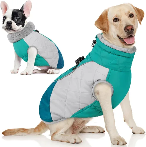 Vista 16 de AOFITEE Abrigo para perro, chaquetas cálidas para perros pequeños, abrigo de invierno para perros con arnés integrado, chaqueta de invierno