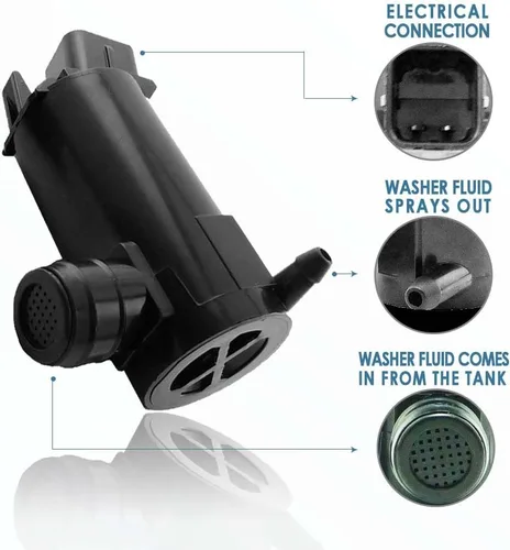 Vista 2 de 201525-232316F Bomba limpiaparabrisas con goma - Motor de limpiaparabrisas compatible con Hyundai, Kia - Reemplaza OEM #: 98510-26000, 9851-1C000