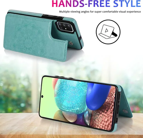 Vista 3 de Asuwish Funda compatible con Samsung Galaxy A71 4G y protector de pantalla de vidrio templado, accesorios para celdas, ranura para tarjetero