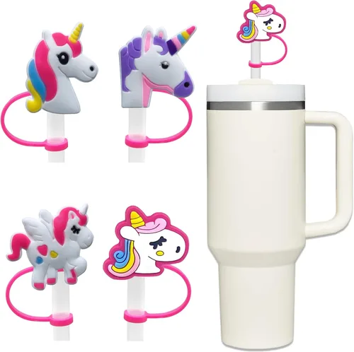 Vista 12 de 4 piezas de adornos para popote de Navidad, cubierta de popote Stanley de Amreich Christmas Stanley, vaso de 30 onzas y 40 onzas con asa, fundas