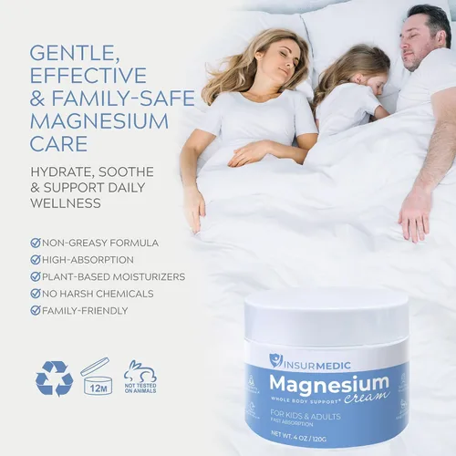 Vista 7 de Crema de magnesio para neuropatía – Calambres musculares nerviosos y apoyo para el dolor corporal Loción tópica para niños y adultos – Relajante