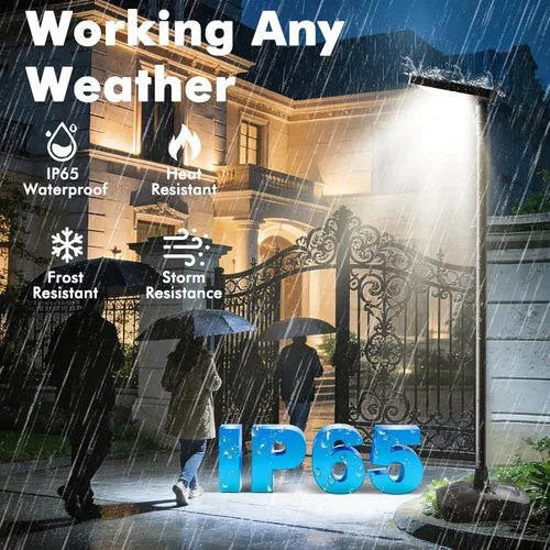 Vista 7 de Luces solares de calle para exteriores de 102 pulgadas con poste y control remoto, portátil, IP65, impermeable, luz solar de poste de inundación