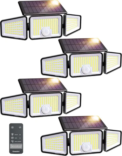 Vista 11 de Luz de inundación con sensor de movimiento solar Ensenior, color negro, paquete de 2