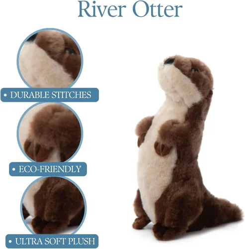 Vista 9 de Animal de peluche de nutria de río de The Petting Zoo de pie, regalos para niños, animales salvajes del zoológico, juguete de peluche de nutria
