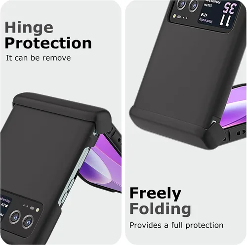 Vista 3 de Funda para Motorola Razr 2023 y protector de cámara trasera, funda delgada para teléfono con protector de bisagra, resistente a los arañazos, funda