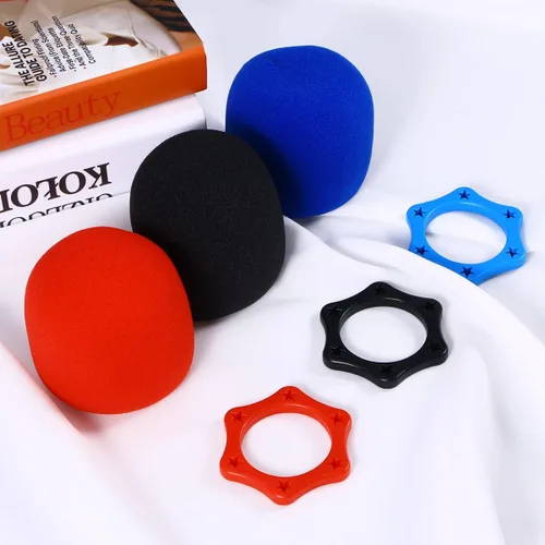 Vista 6 de ROSENICE Anillos de protección de micrófono hexagonales antibalanceo y 3 piezas de repuesto para auriculares almohadillas de cojín de micrófono