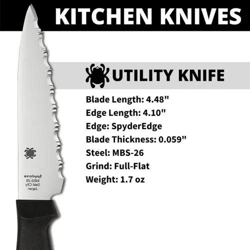 Vista 3 de Spyderco Cuchillo utilitario de cocina ligero con hoja de acero inoxidable MBS-26 y mango de plástico de polipropileno