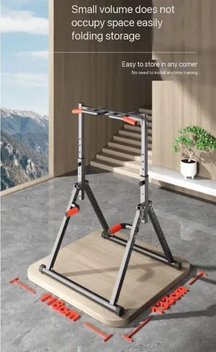Vista 6 de Barra horizontal plegable multifuncional interior hogar hogar tubo de acero telescópico pull-up dispositivo