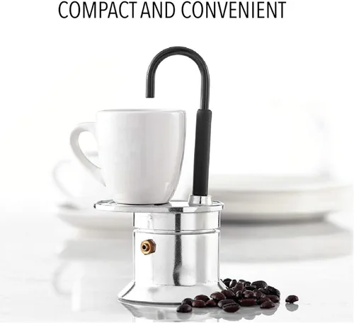 Vista 8 de Olla de moka de un solo tubo, 1 taza de 1.7 fl oz de aleación de aluminio con boquilla para estufa italiana para fiestas al aire libre, viajes, 6.7