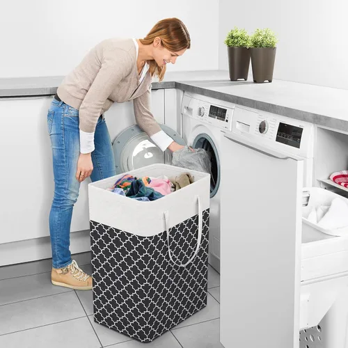Vista 6 de StorageRight Cesta de Lavandería Canasta Grande Plegable con Asas de Fácil Transporte, Cestas de Ropa Independientes para Lavandería, Dormitorio