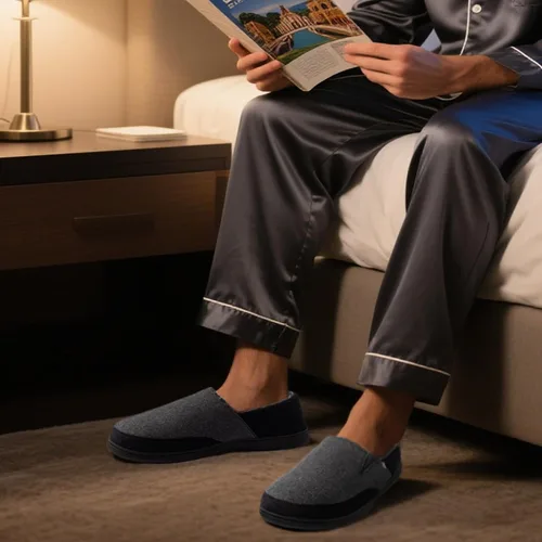 Vista 5 de Zigzagger Pantuflas de microgamuza esponjosas para hombre, estilo mocasín, para interior y exterior