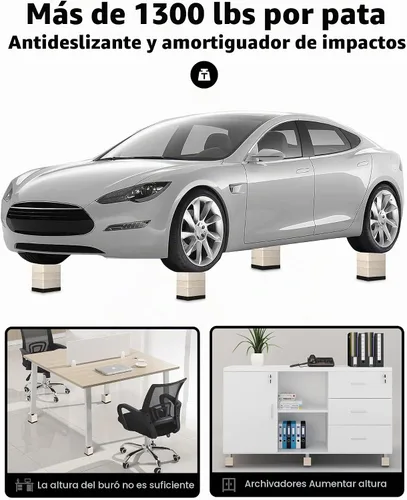 Vista 5 de Elevadores de Muebles, Tclouda Soportes para Cama/Sofá/Escritorio/Mesa/Patas de Silla/Refrigerador de 1.5, 3 y 4 Pulgadas, Bloques Ajustables