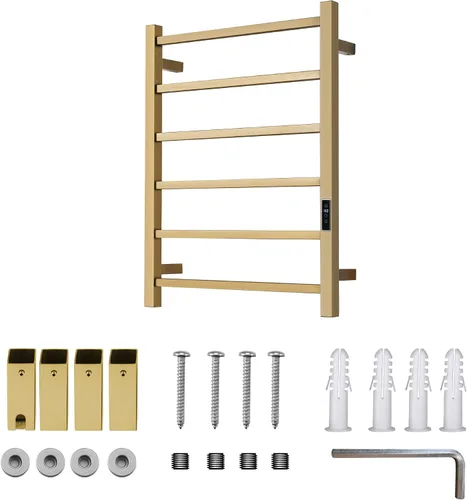 Vista 7 de Toalleros térmicos para baño, calentadores eléctricos de toallas para montar en la pared con temporizador y control de temperatura, calentador