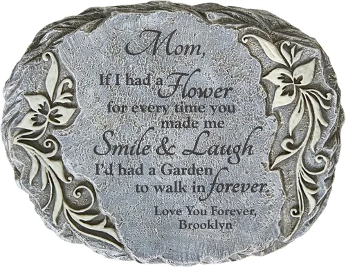 Vista 9 de Let's Make Memories Piedra conmemorativa personalizada para jardín, brilla en la oscuridad, grabado con láser, marcador de jardín de condolencias