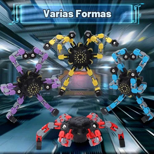 Vista 7 de Juguete giratorio transformable para niños y adultos, juguete giratorio de cadena robot deformable para niños y niñas, juguetes sensoriales