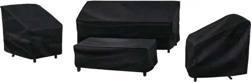 Vista 17 de STARTWO Funda impermeable para muebles de exterior, 4 piezas para sofá exterior, sillas de césped, mesa auxiliar, resistente al viento con correa