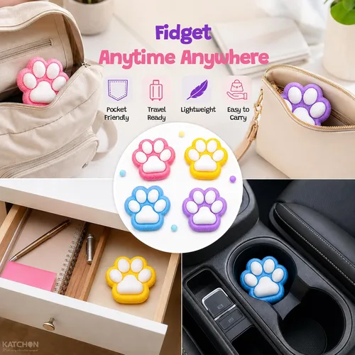 Vista 6 de KatchOn Cat Paw Squishy Toys Pack of 12, Slow Rising Squeeze Sensory Toys