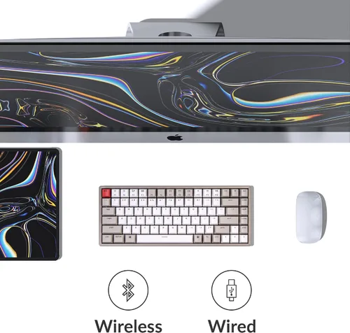 Vista 3 de Keychron Teclado mecánico inalámbrico K2 75% Layout Bluetooth con teclas retro de doble disparocable tipo C, interruptor marrón mecánico Keychron