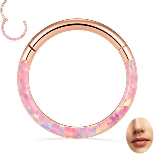 Vista 21 de Opal Septum Jewelry Surgical Steel Septum Ring Daith Rook Tragus Earring