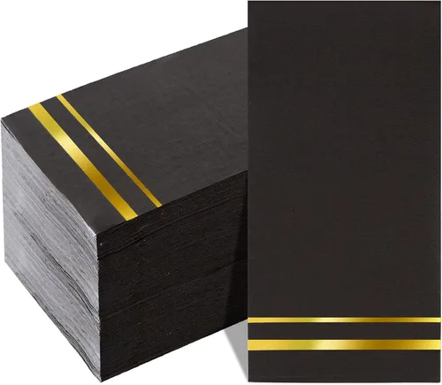 Vista 9 de bUCLA 100 Unidades de Servilletas de Papel Negras de 3 Capas - Servilletas de Papel Negras Desechables de Calidad Premium, Absorbentes para Cocina