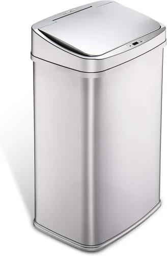 Vista 7 de Ninestars Bote de basura automático con sensor de movimiento infrarrojo sin contacto, 13 galones, 50 L, base de acero inoxidable
