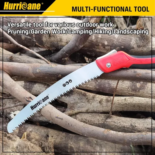Vista 6 de HURRICANE Sierra plegable/implemento de poda de 10 pulgadas/engranaje de corte de madera/cortador de árbol de campamento con hoja curva SK5/dientes