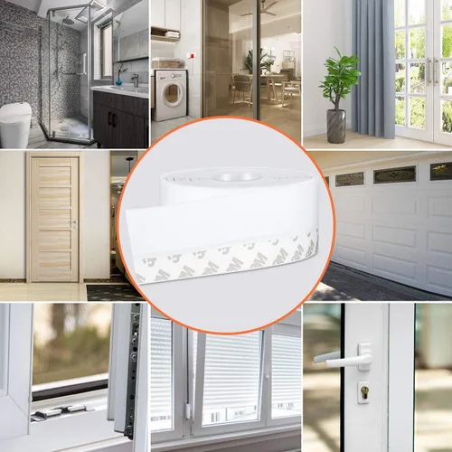 Vista 18 de MIKOSI cinta de sellado de silicona de 26 pies, cinta adhesiva para puertas, ventanas, huecos de duchas